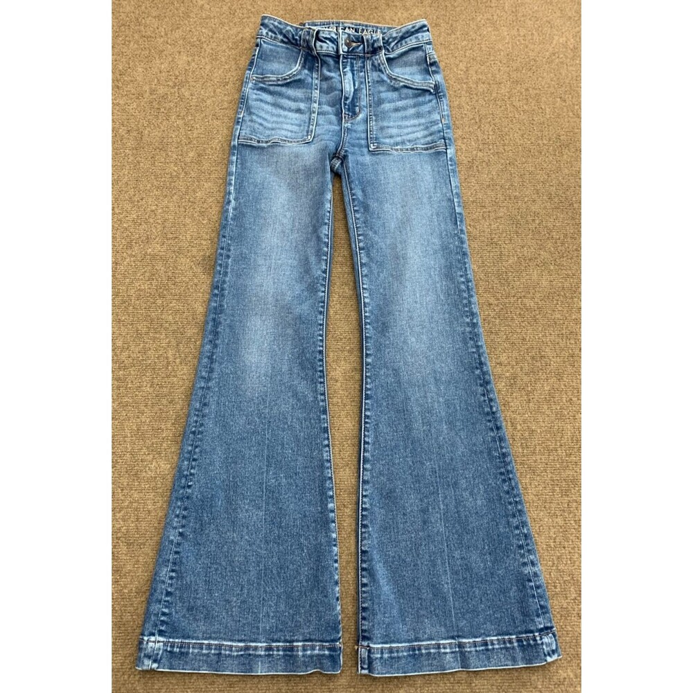 American Eagle Jeans Womens 0 Flare Super High Rise Next Level Stretch Denim
